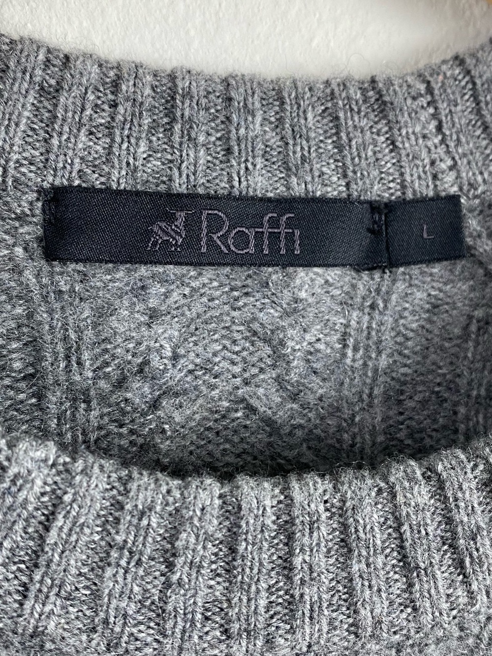 Raffi Cashmere Ombré/Gradient Multi Cable Knit Long Sleeve Crewneck Sweater - Picture 13 of 16